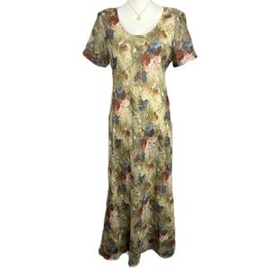 Vintage Womens‎ Floral Maxi Dress Sz M Textured Romantic Modest Bloomcore Fairy